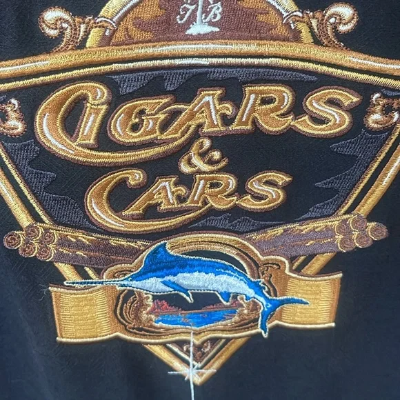 Tommy Bahama Men’s 100% Silk Cigars & Cars Embroidered Shirt Black Size XL - Picture 4 of 16